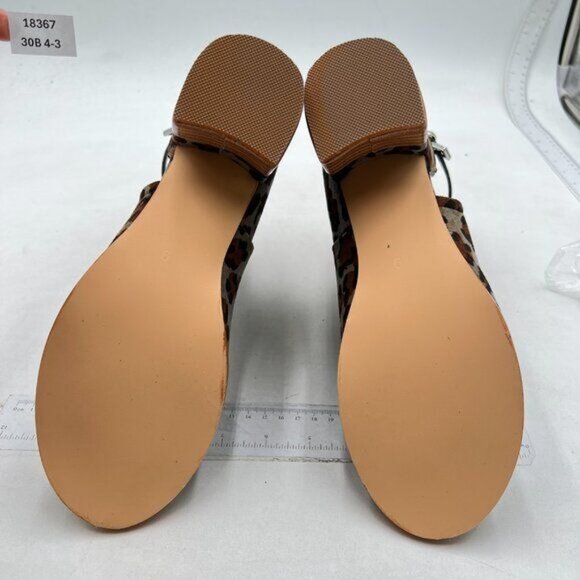 FSJ Leopard Peep Open Toe Cut Out Buckle Ankle Bootie Block Low Heeled Shoe - Picture 7 of 8